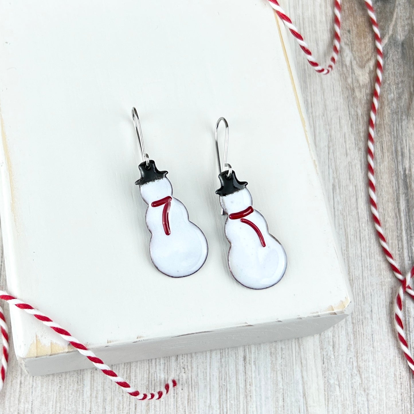 Enamel Snowman Earrings