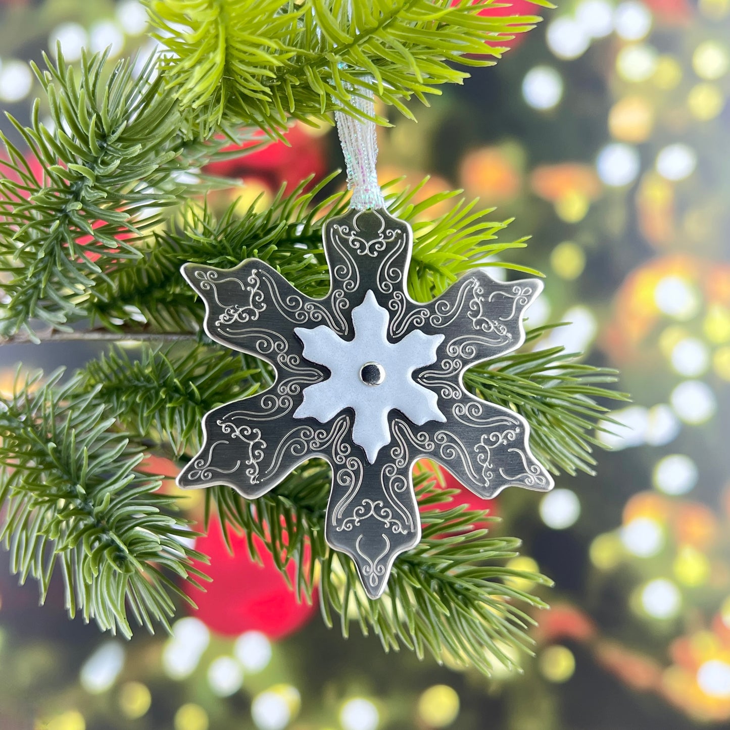 Snowflake Ornament With Enamel Center