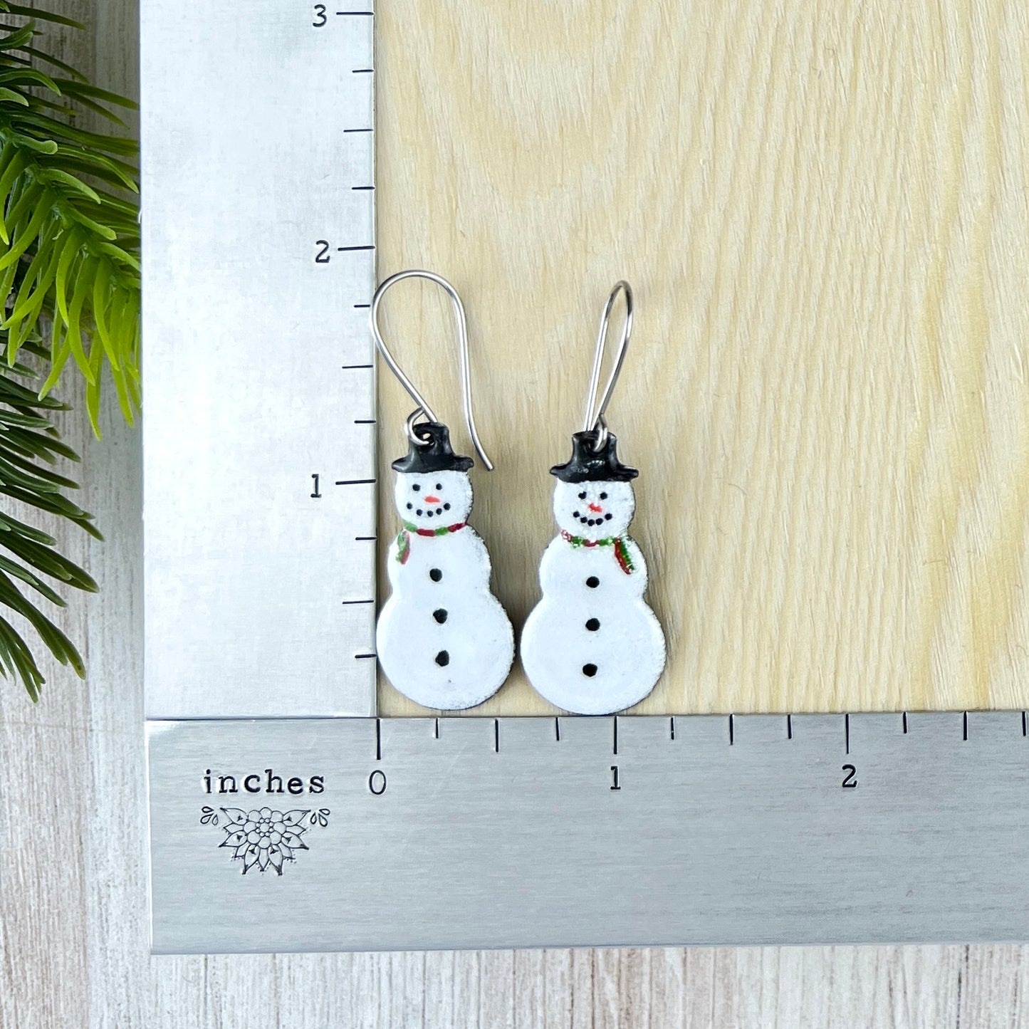Enamel Snowman Earrings