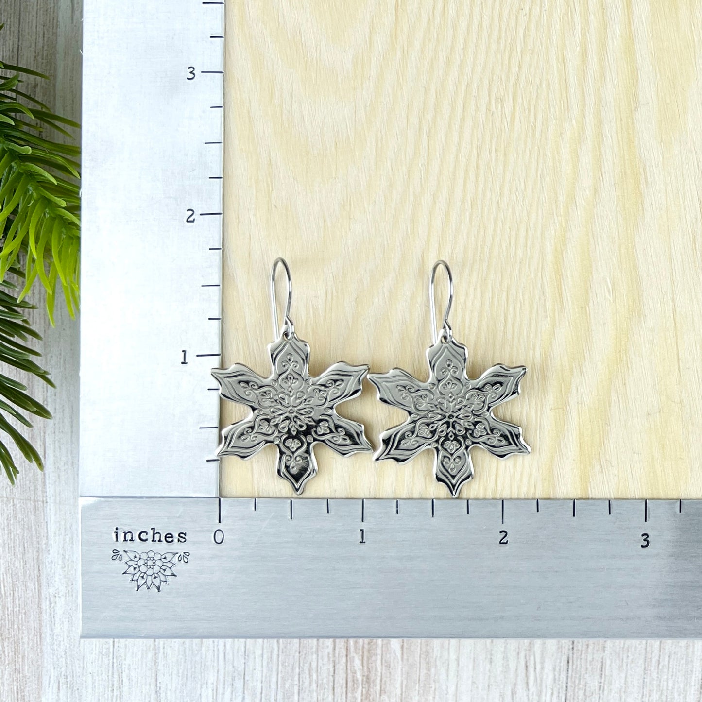 Hand Stamped Snowflake Earrings