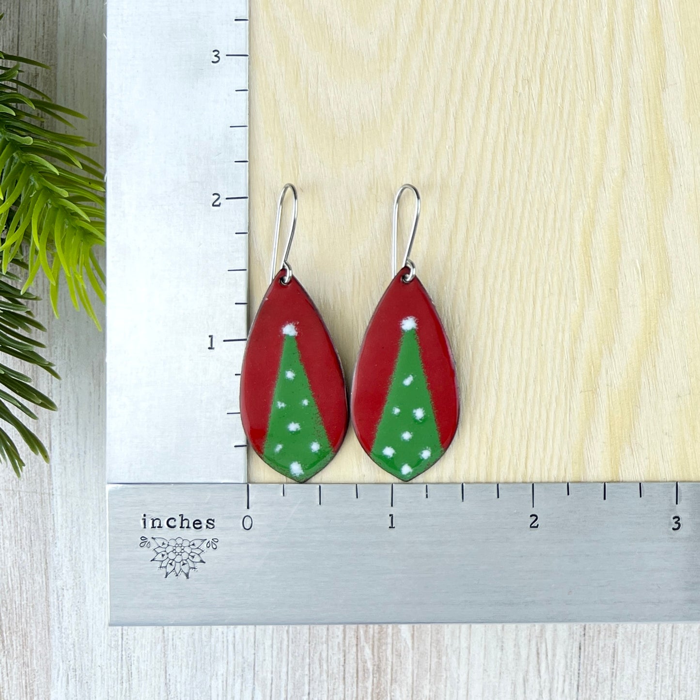 Enamel Lighted Tree Earrings