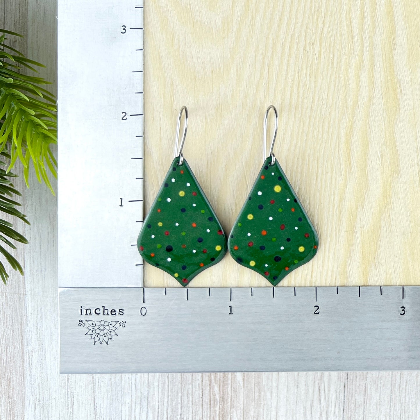 Lighted Tree Enamel Earrings