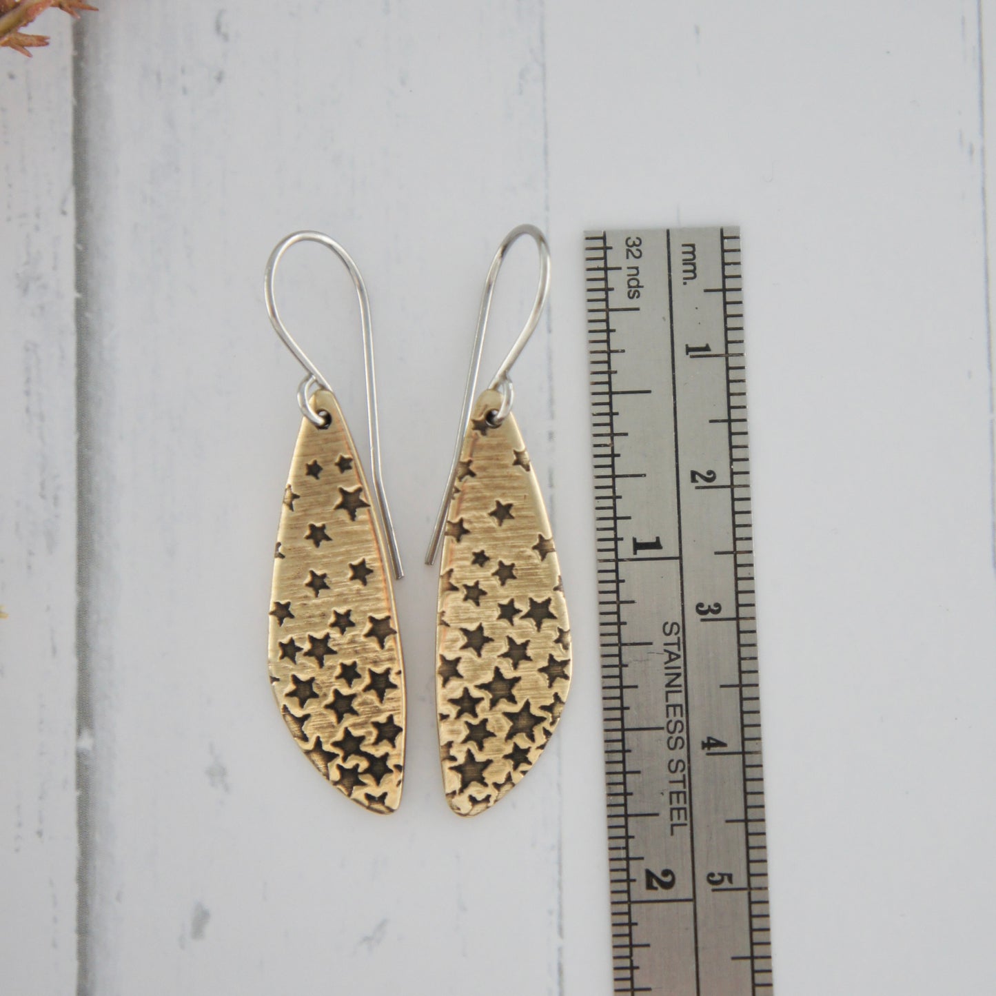 Brass Asymmetrical Fading Stars Earrings