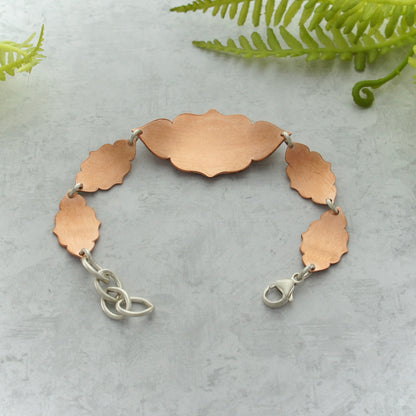 Floral Patterned Copper Link Bracelet
