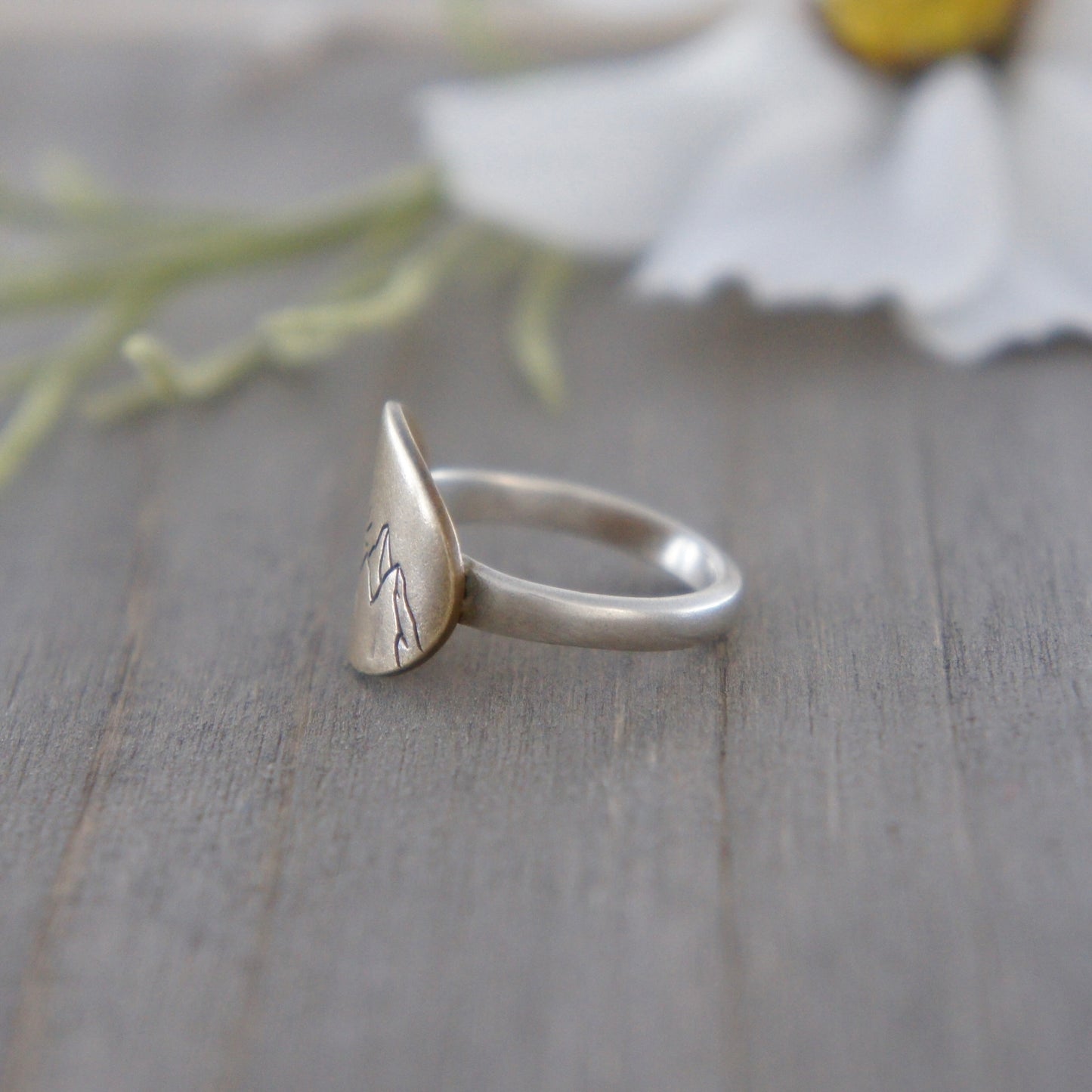 Sterling and Brass Mountain Sunrise Oval Ring