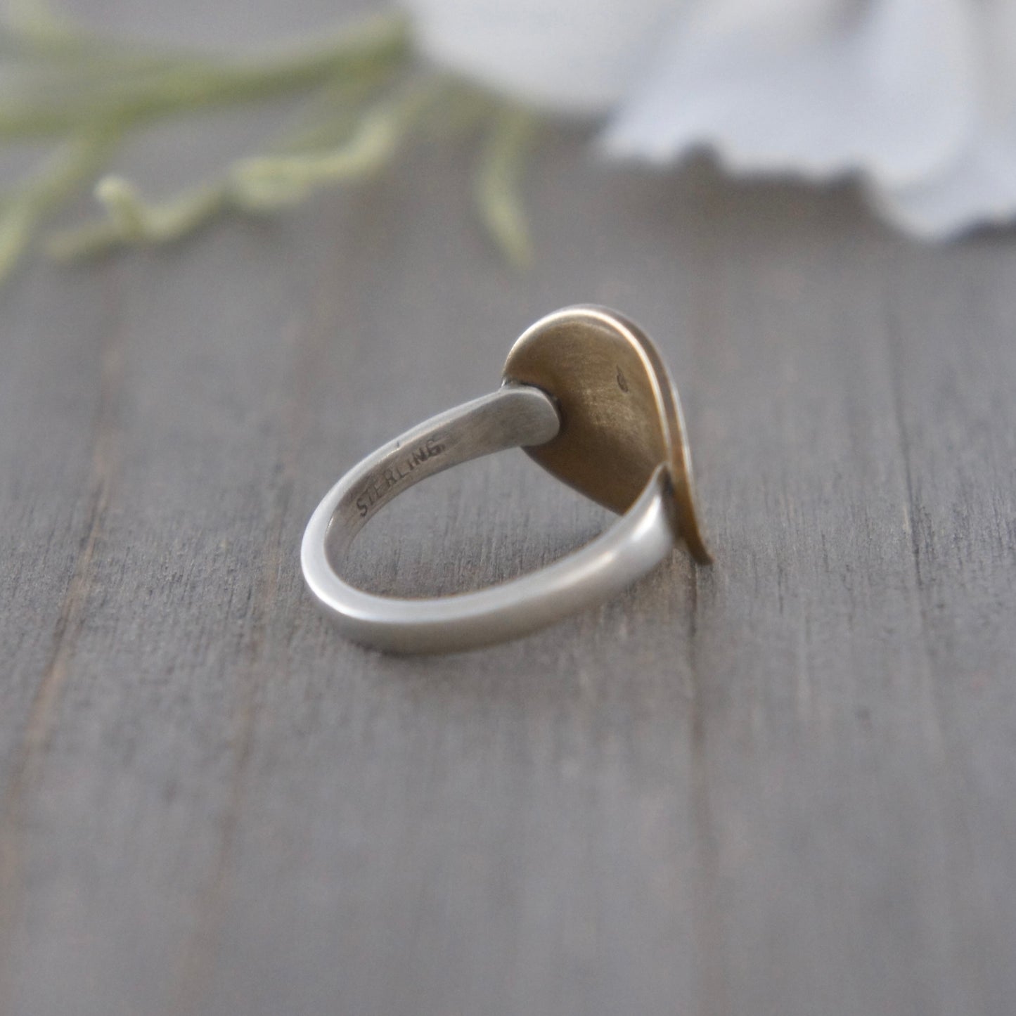 Sterling and Brass Mountain Sunrise Oval Ring
