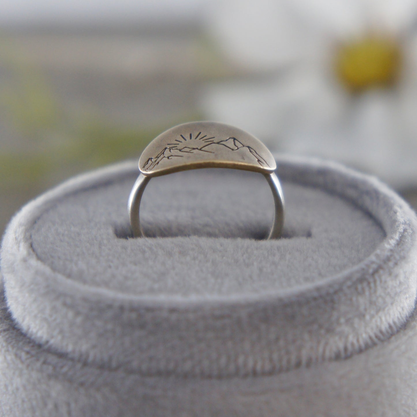 Sterling and Brass Mountain Sunrise Oval Ring