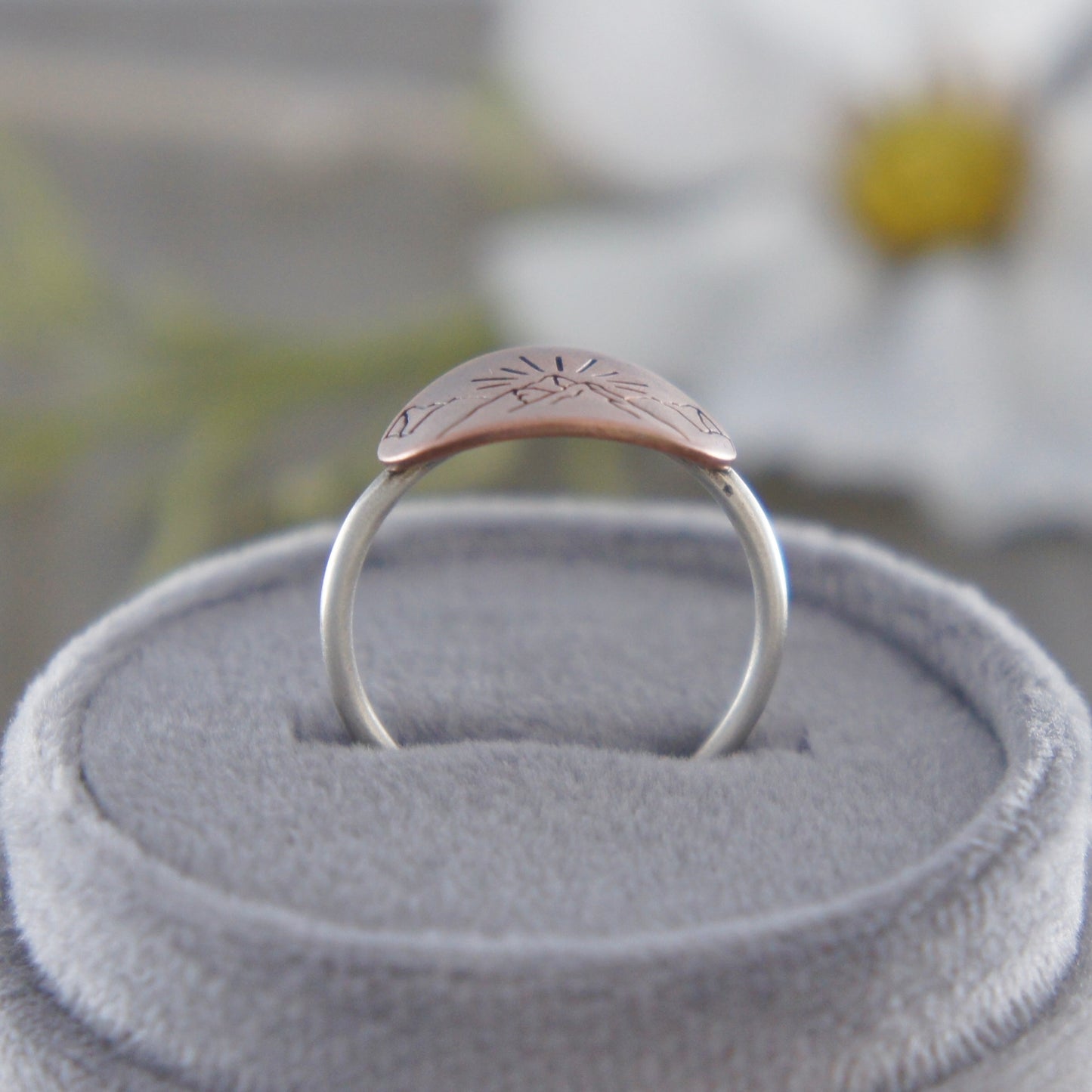 Sterling and Copper Mountain Sunrise Ring