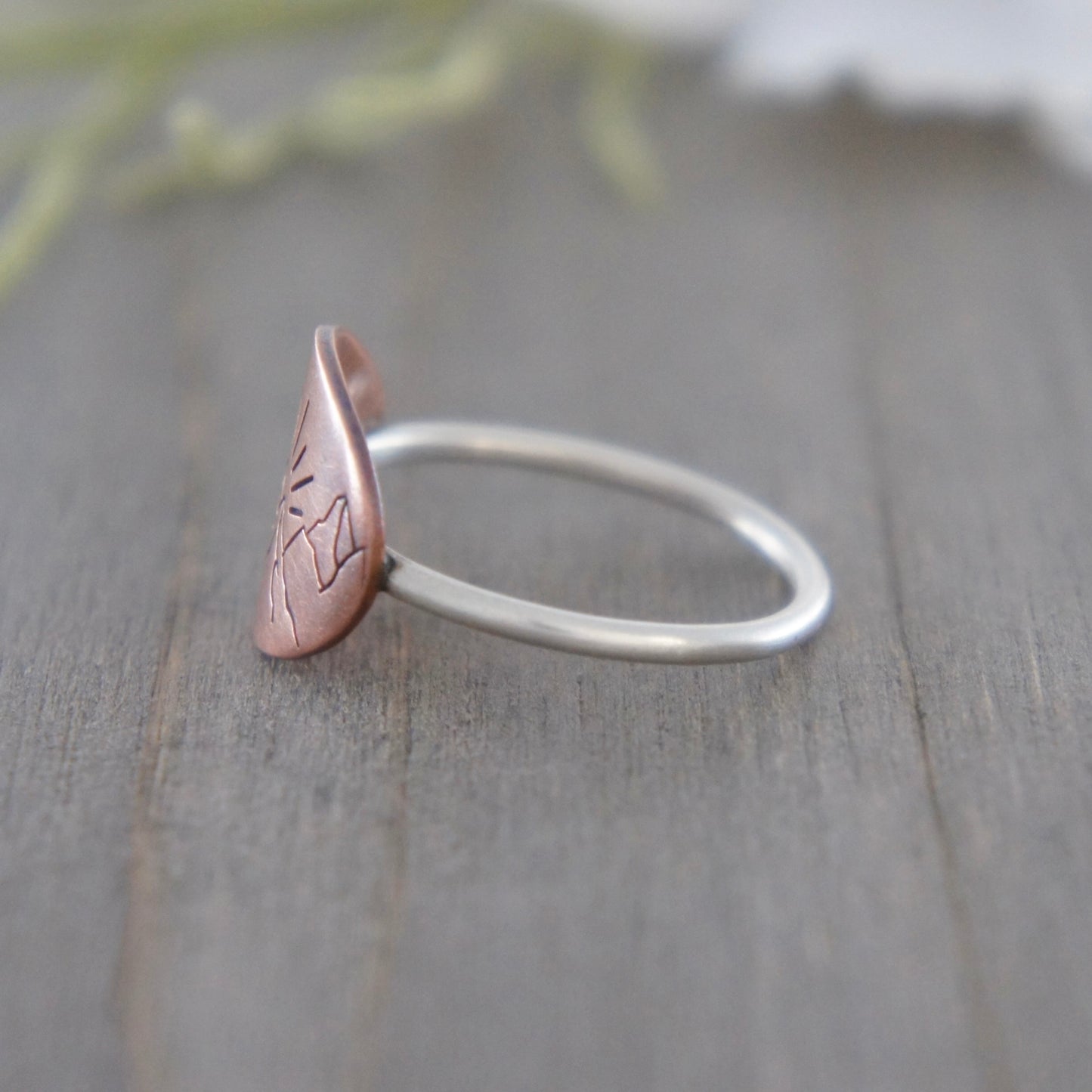Sterling and Copper Mountain Sunrise Ring