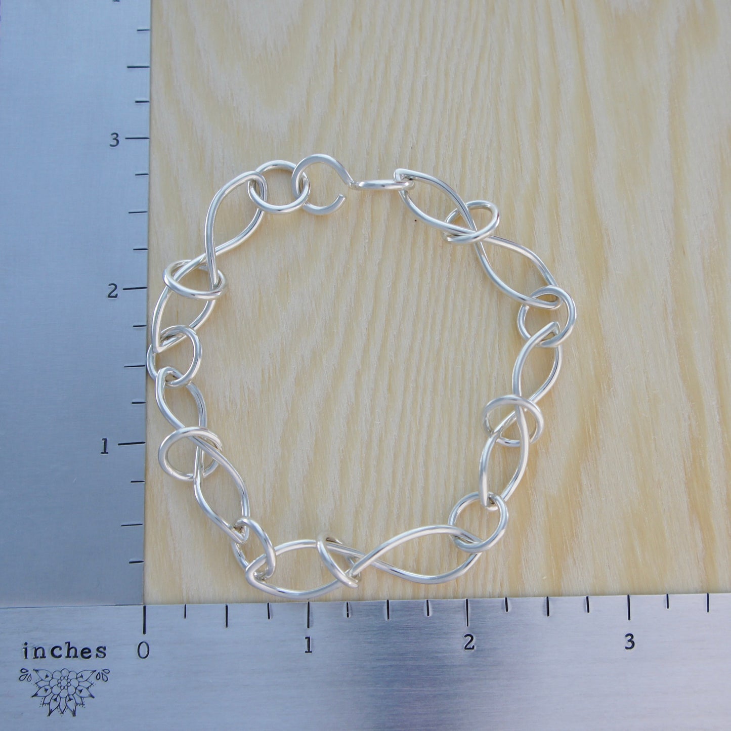 Sterling Silver Round and Twisted Link Bracelet