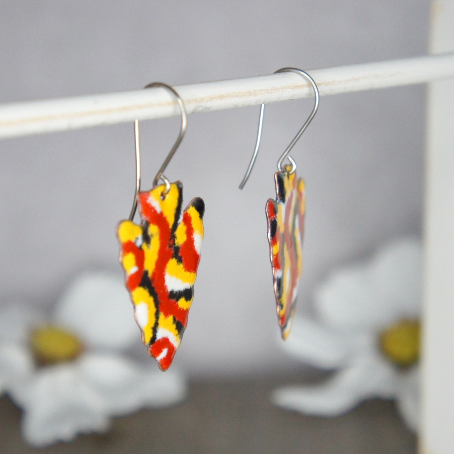 Enamel Arrowhead Earrings- Small