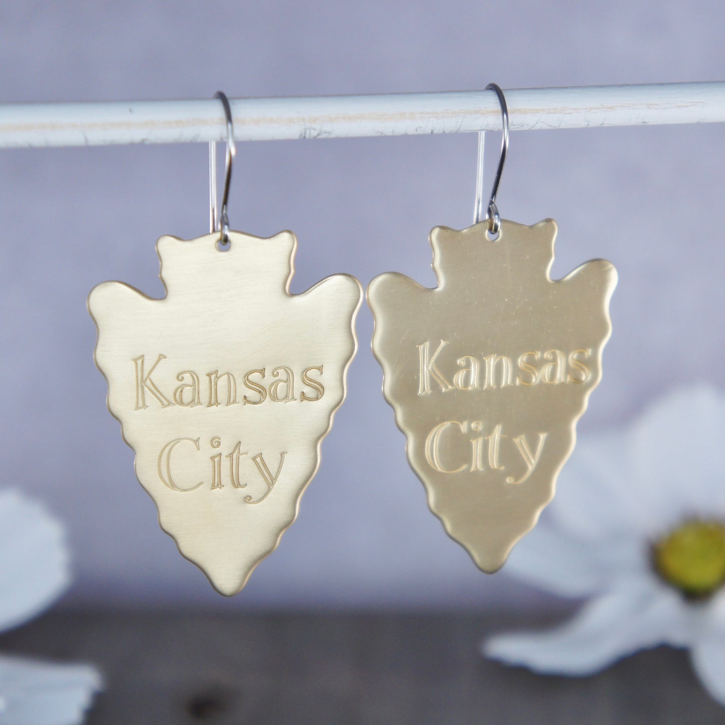 Hand Stamped Arrowhead Earrings- Large