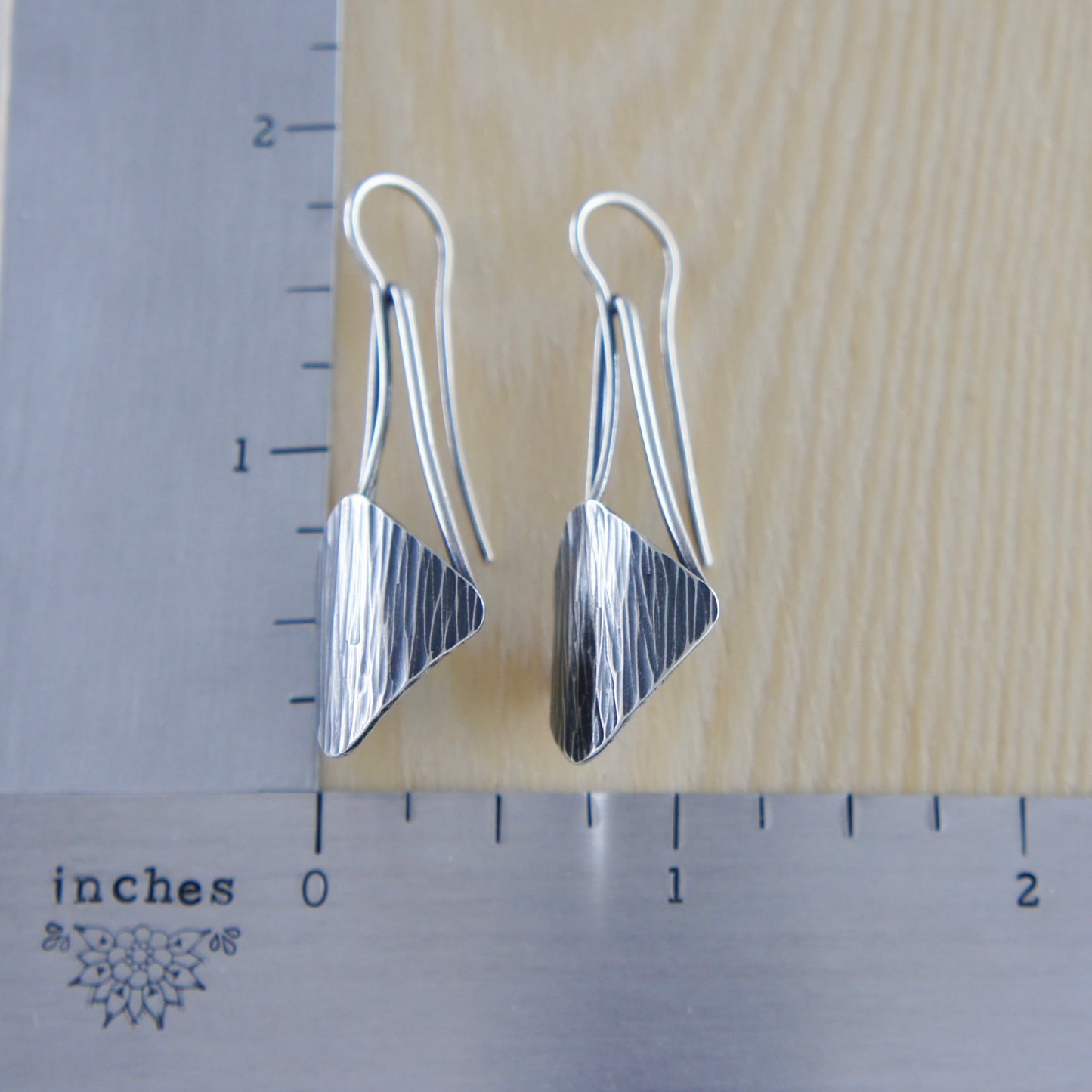 Sterling Silver Sideways Square Drops Earrings