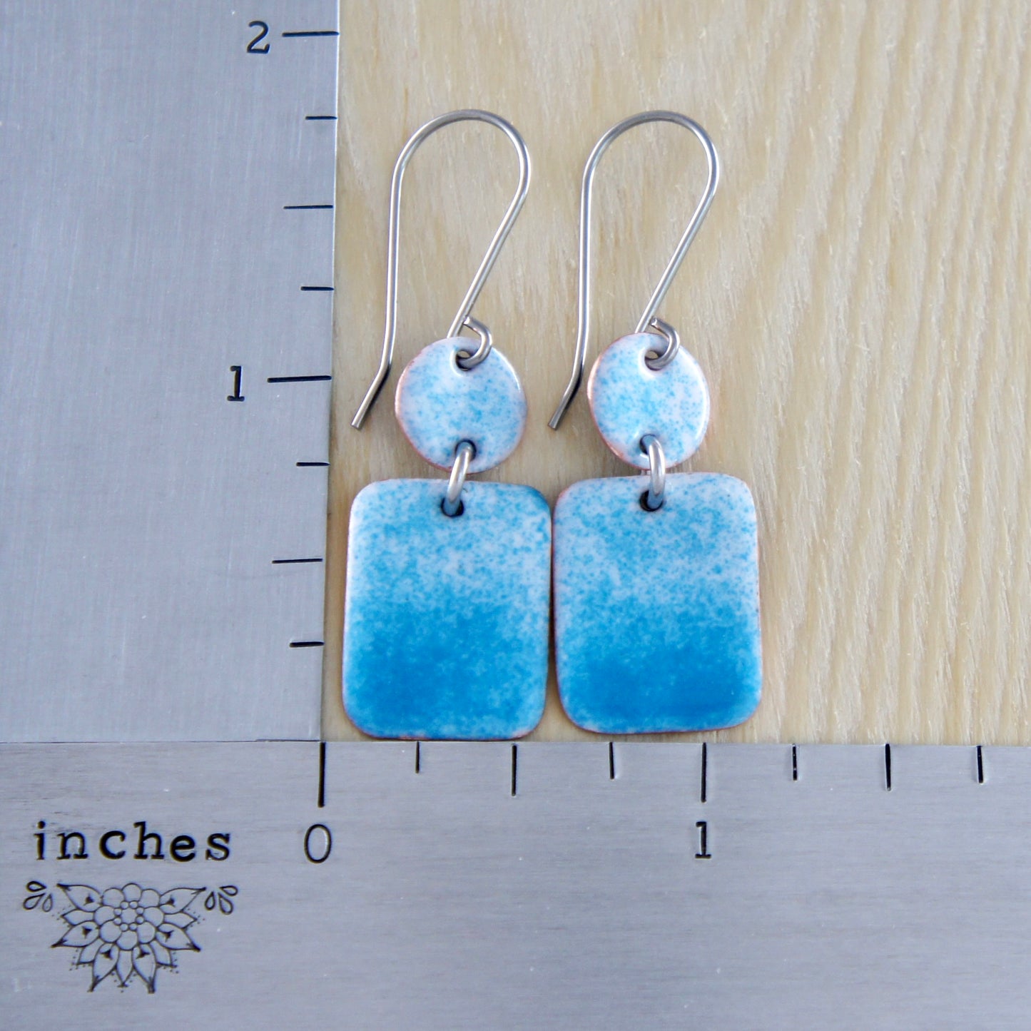 Turquoise and White Ombré Enamel Earrings