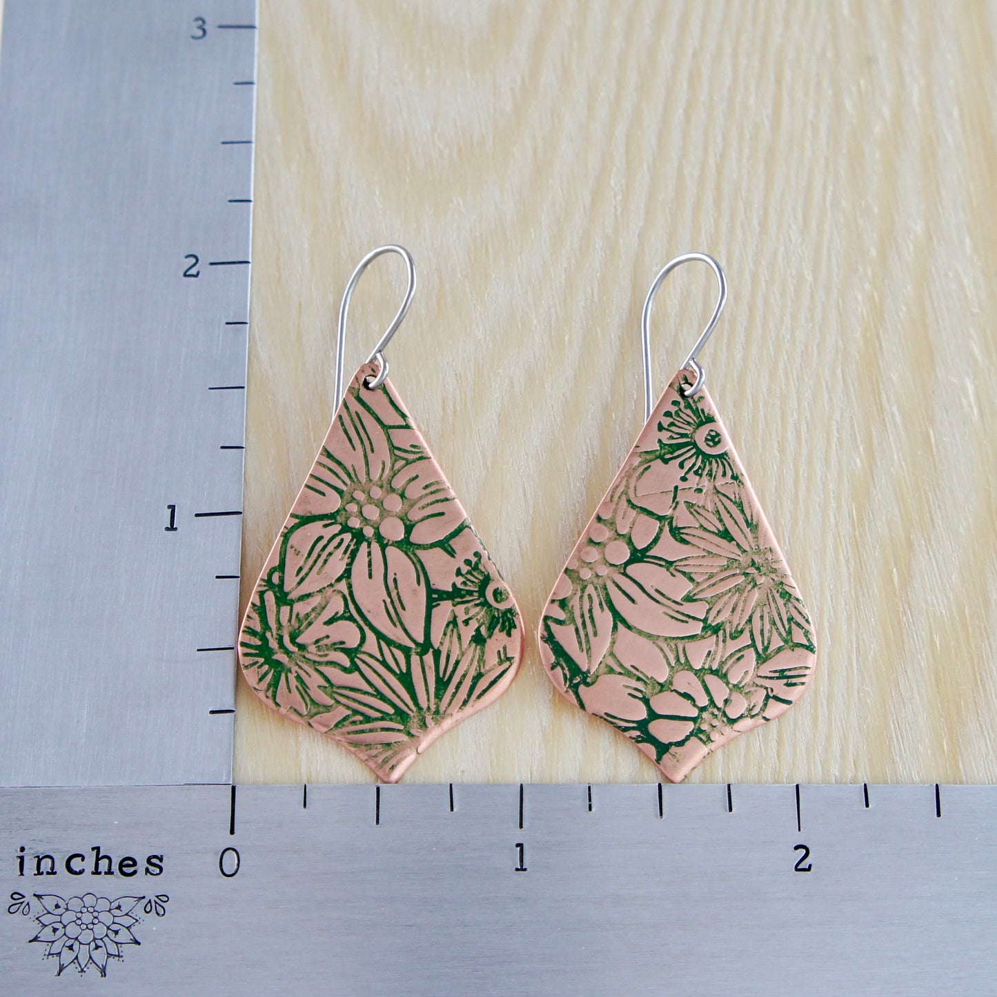Copper Floral Wide Arabesque Earrings