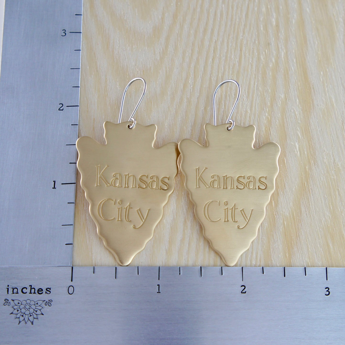Hand Stamped Arrowhead Earrings- Large