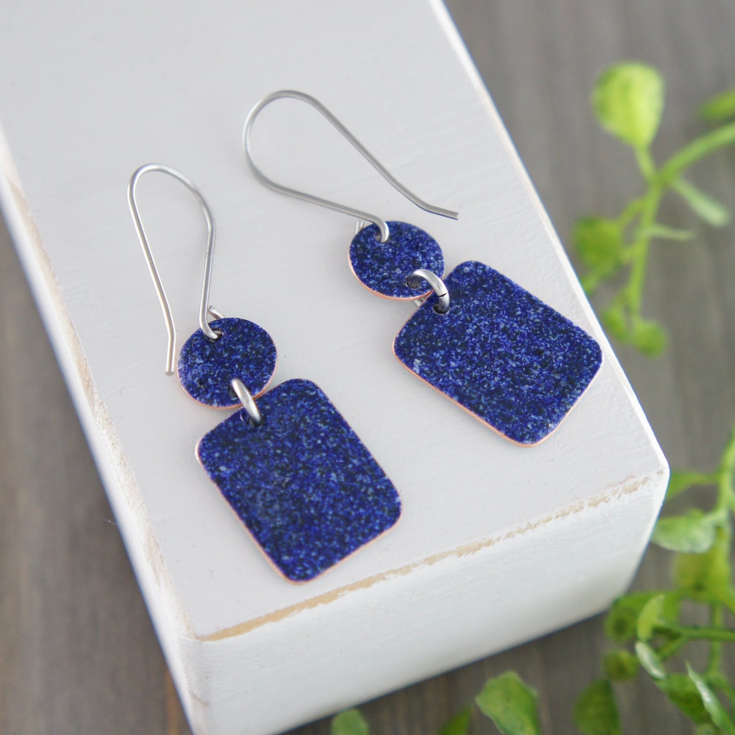 Turquoise and White Ombré Enamel Earrings