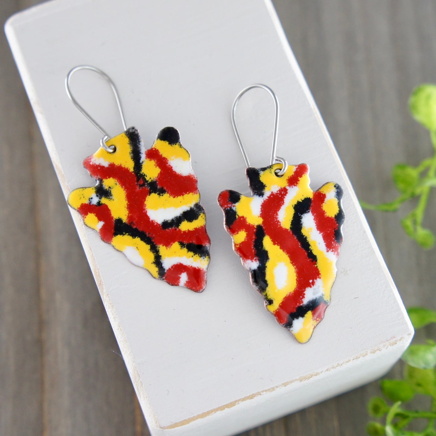 Enamel Arrowhead Earrings- Small