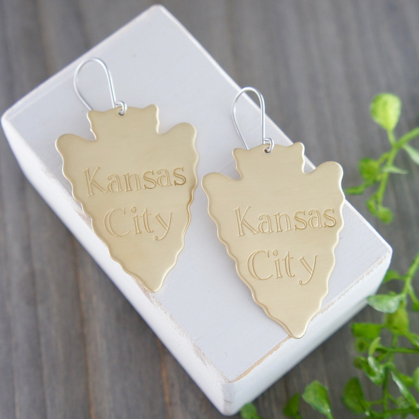 Hand Stamped Arrowhead Earrings- Large