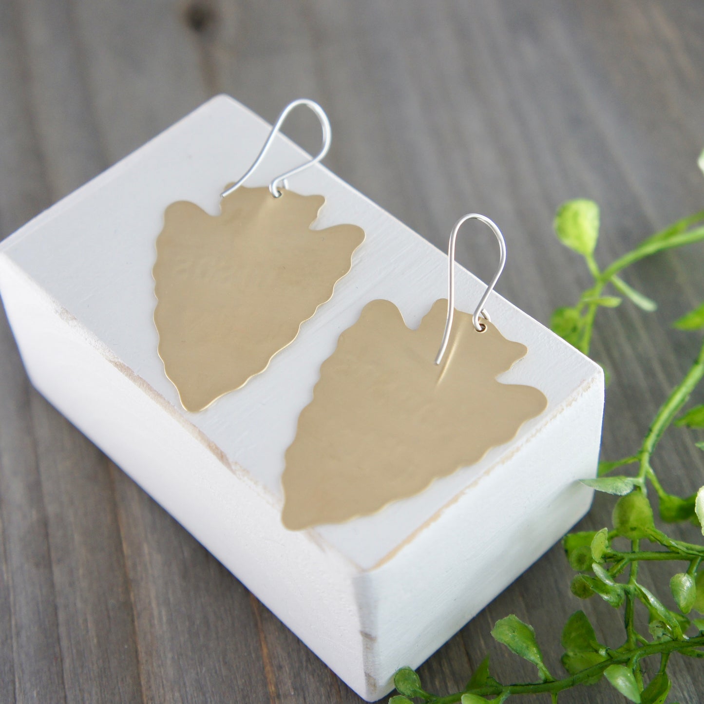 Hand Stamped Arrowhead Earrings- Large
