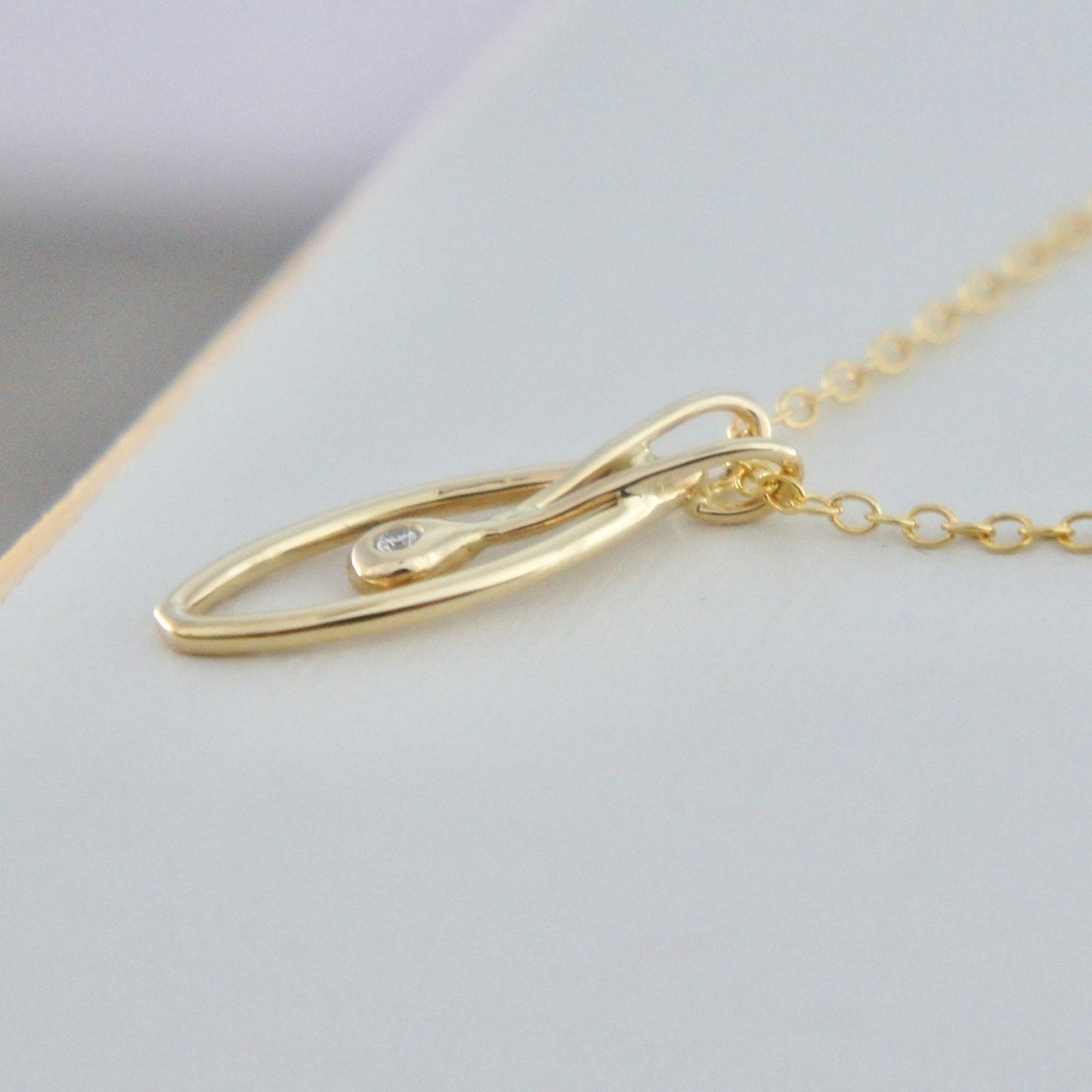 Open Marquise Yellow Gold Wire Necklace With Diamond