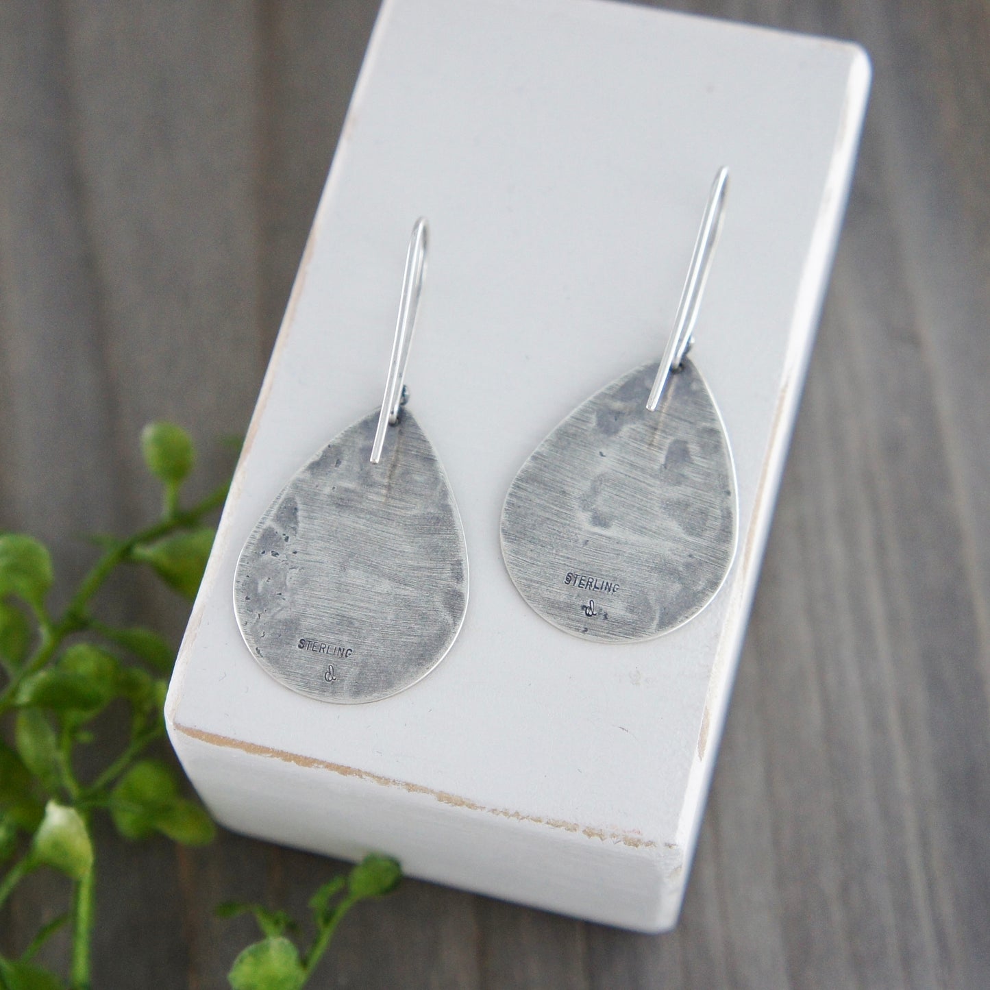 Sterling Silver Floral Teardrop Earrings