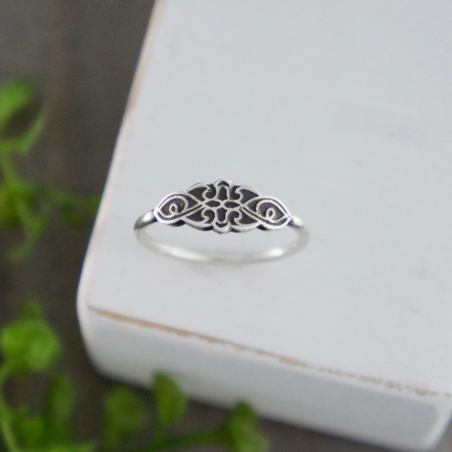 Sterling Silver Filigree Top Ring