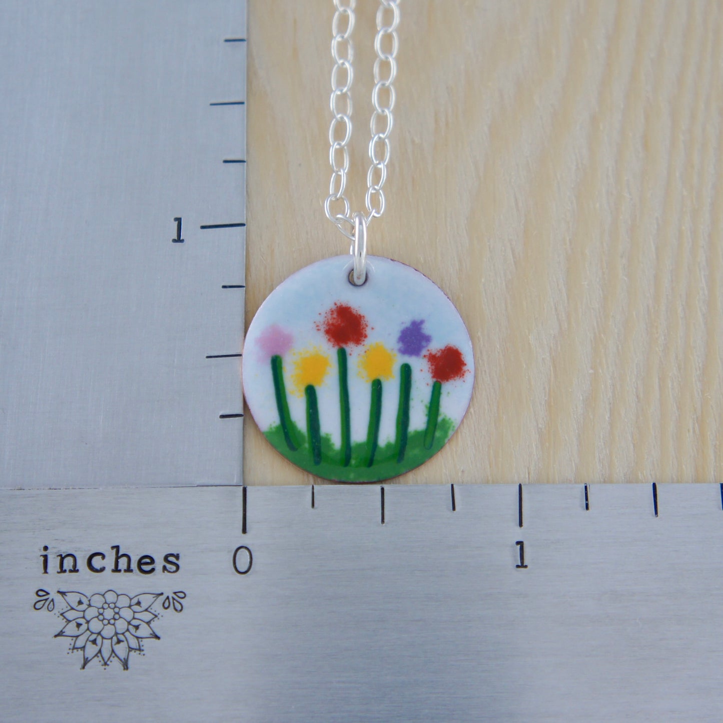 Enamel Row Of Flowers Necklace