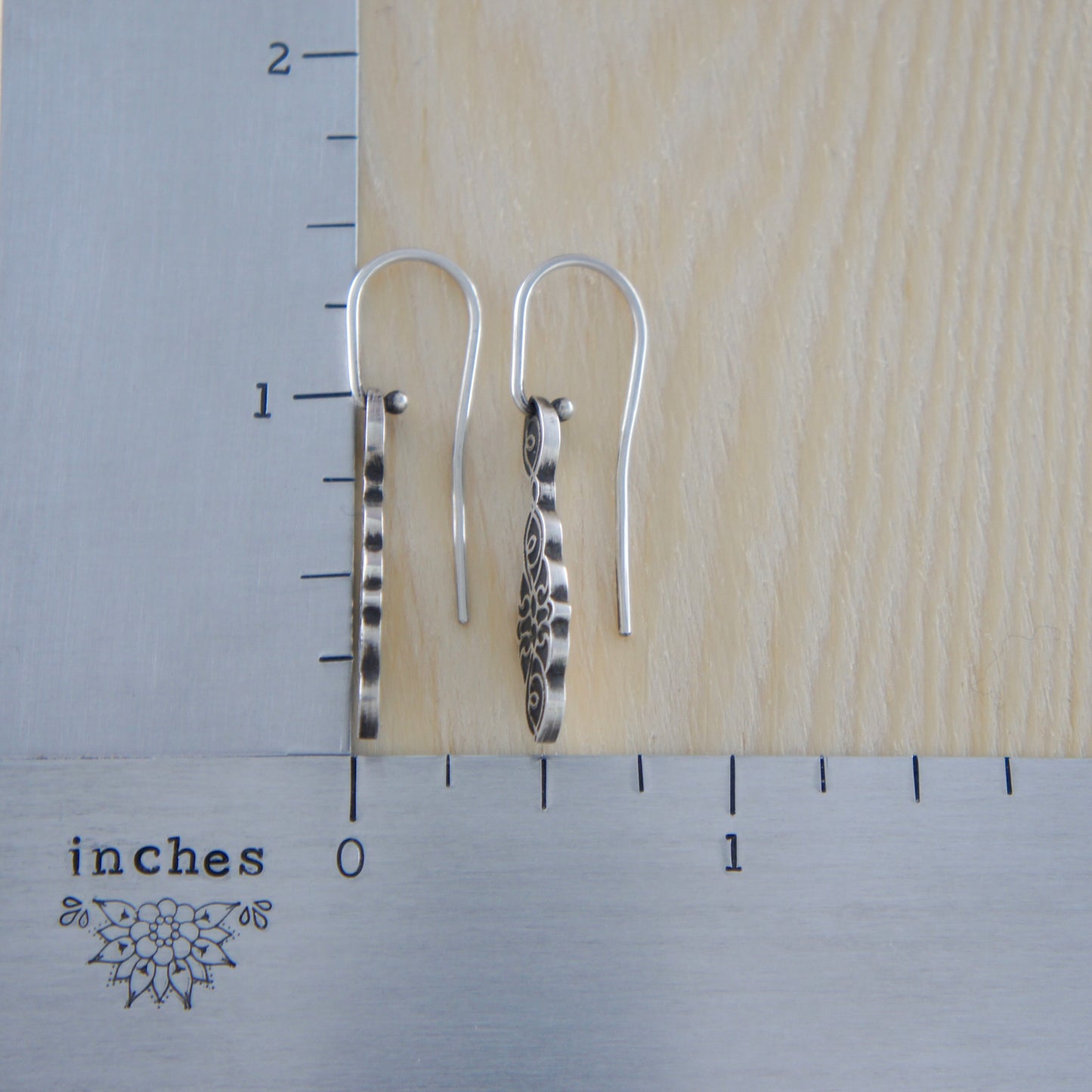 Narrow Filigree Sterling Silver Earrings