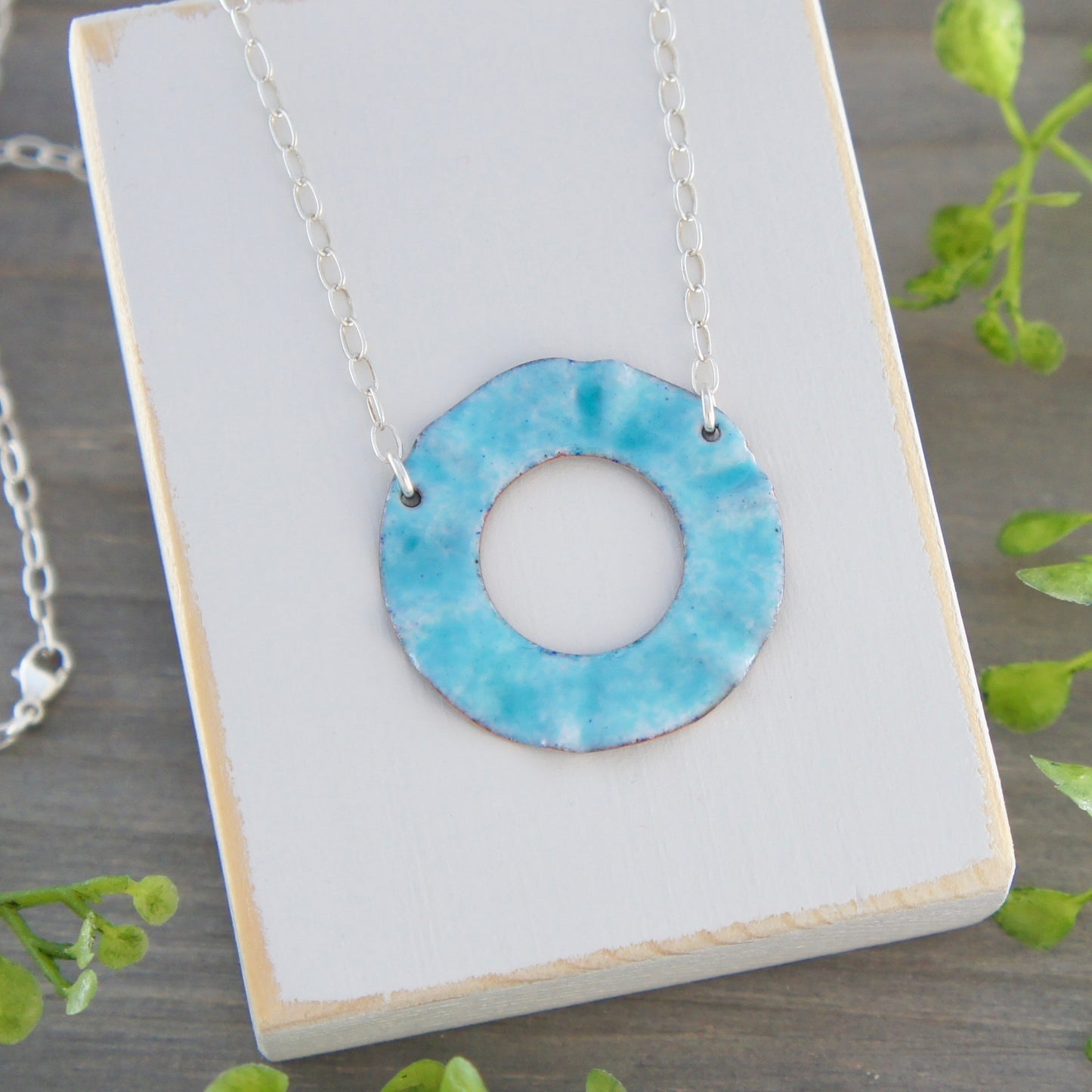 Wavy Open Circle Enamel Necklace