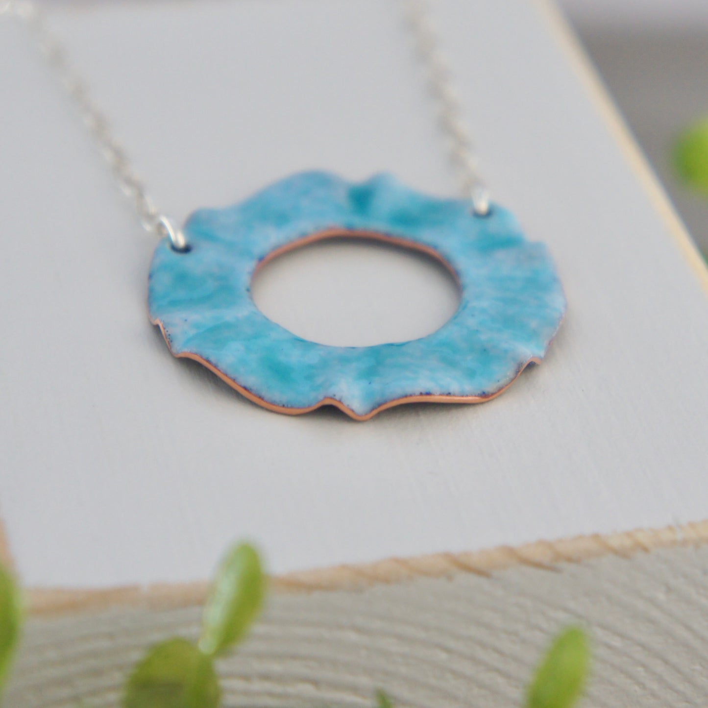 Wavy Open Circle Enamel Necklace
