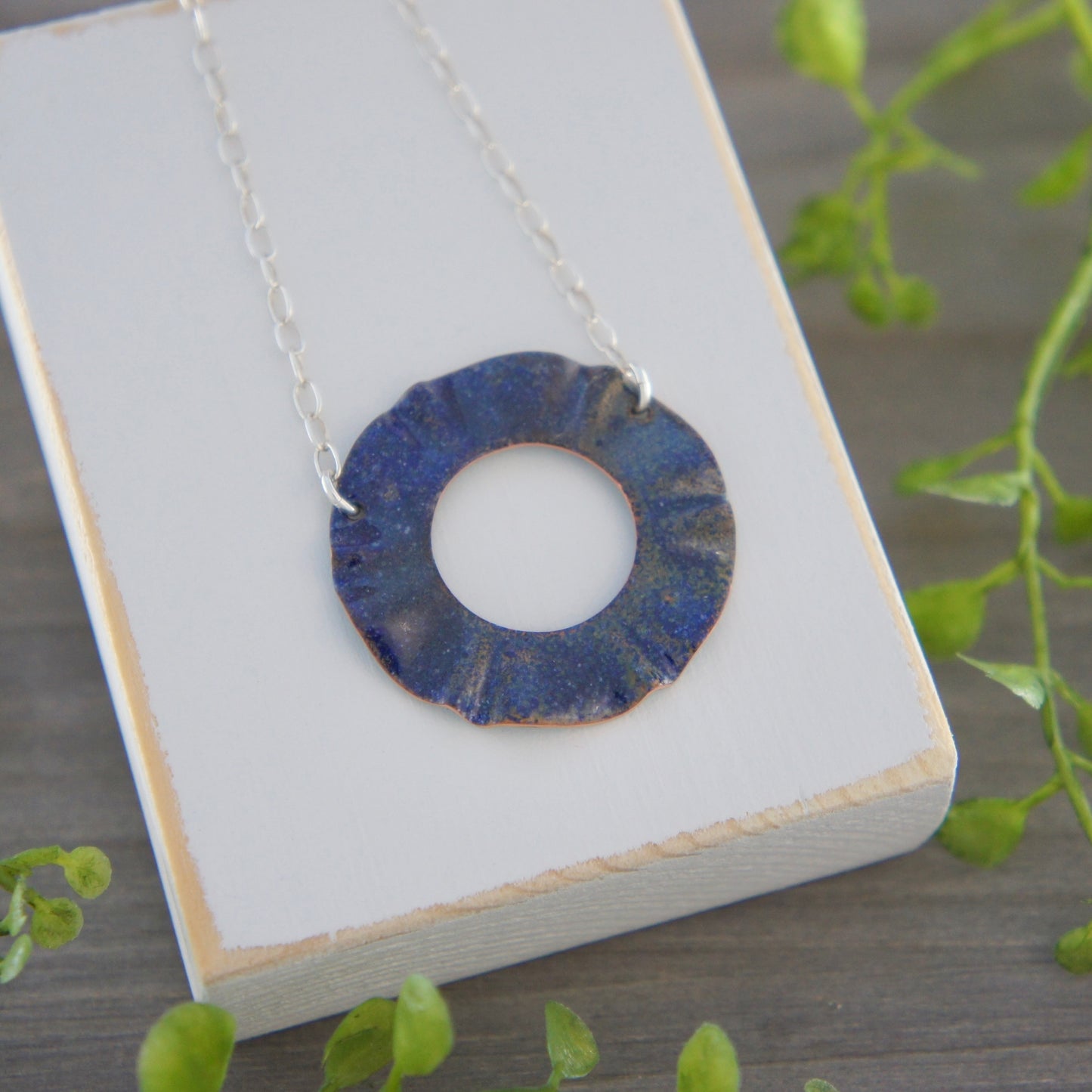 Wavy Open Circle Enamel Necklace