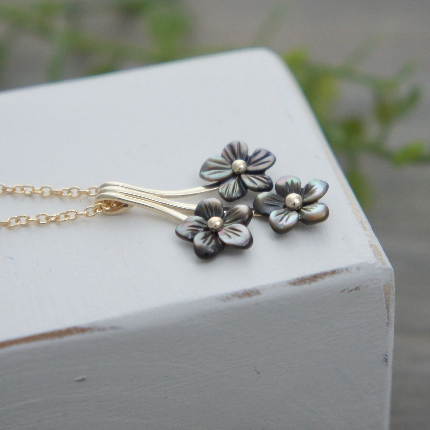 Gold Triple Flower Necklace