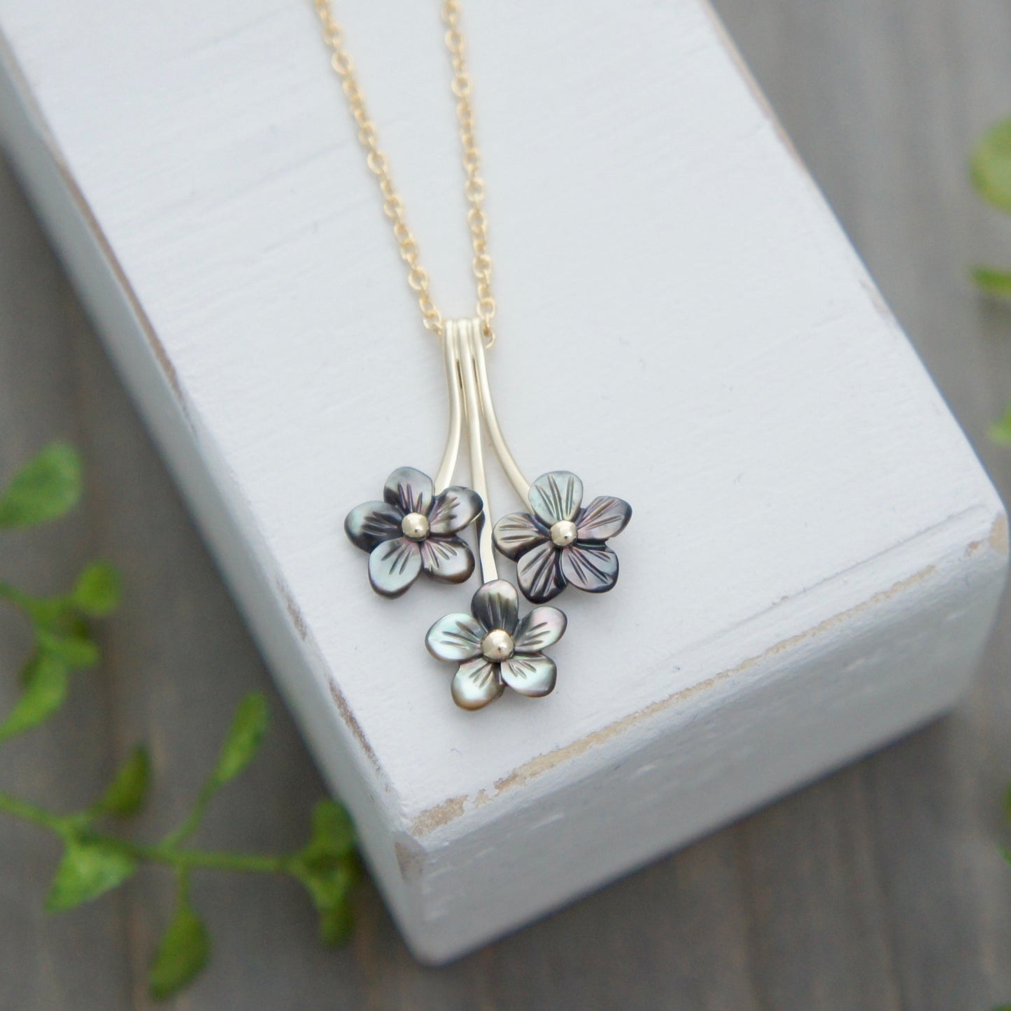 Gold Triple Flower Necklace