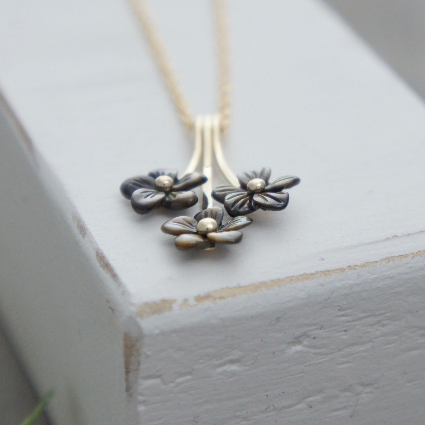 Gold Triple Flower Necklace