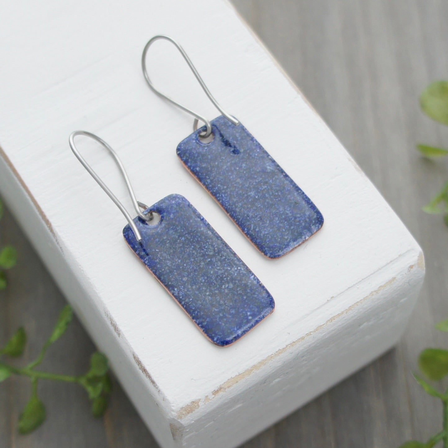 Rectangular Rainbow Enamel Earrings