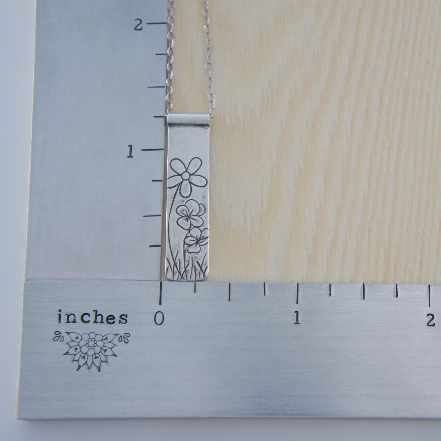 Long Sterling Silver Flower Necklace