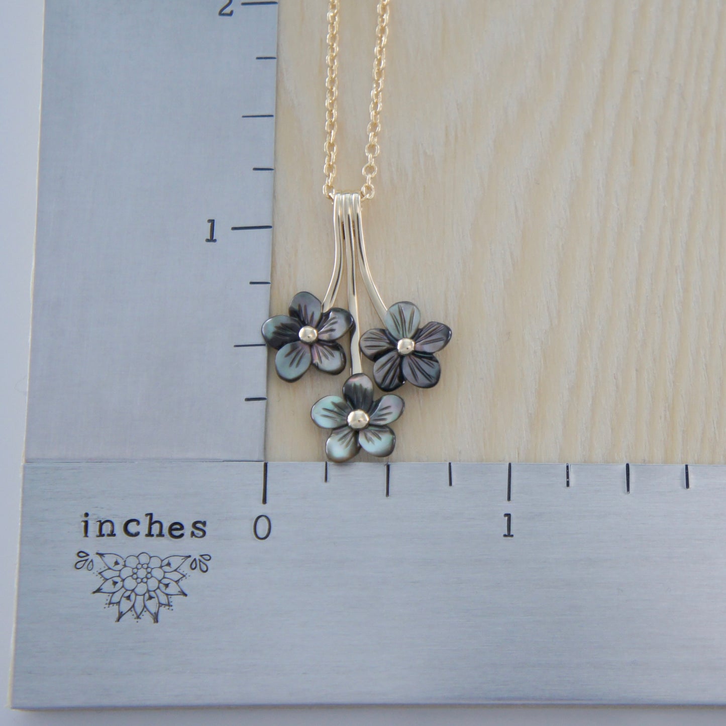 Gold Triple Flower Necklace