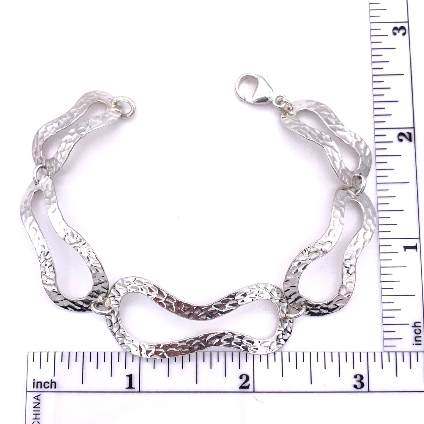 Sterling Silver Free Form Textured Link Bracelet