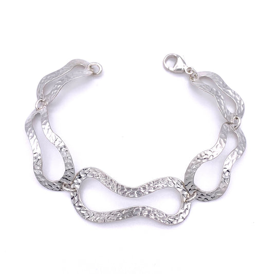 Sterling Silver Free Form Textured Link Bracelet