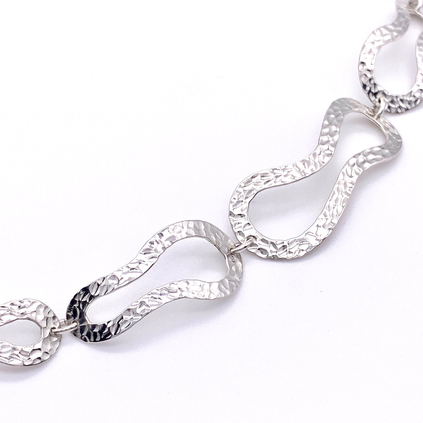 Sterling Silver Free Form Textured Link Bracelet