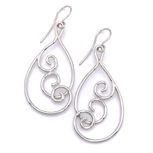Sterling Silver Large Overlapping Swirl Earrings