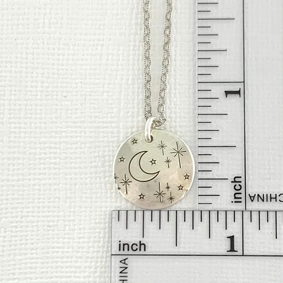 Sterling Moon and Stars Necklace