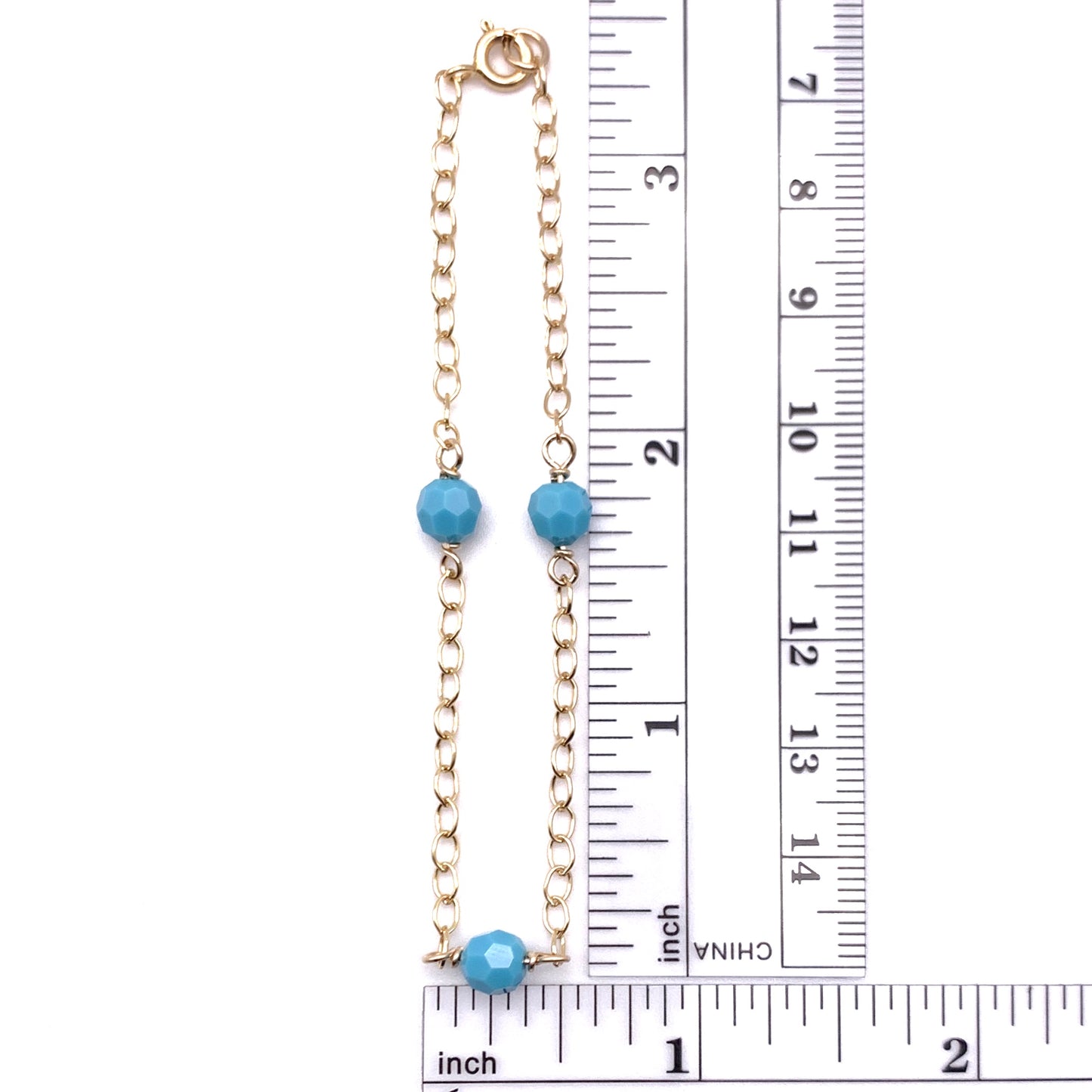 Gold-filled and Turquoise Swarovski Bead Bracelet