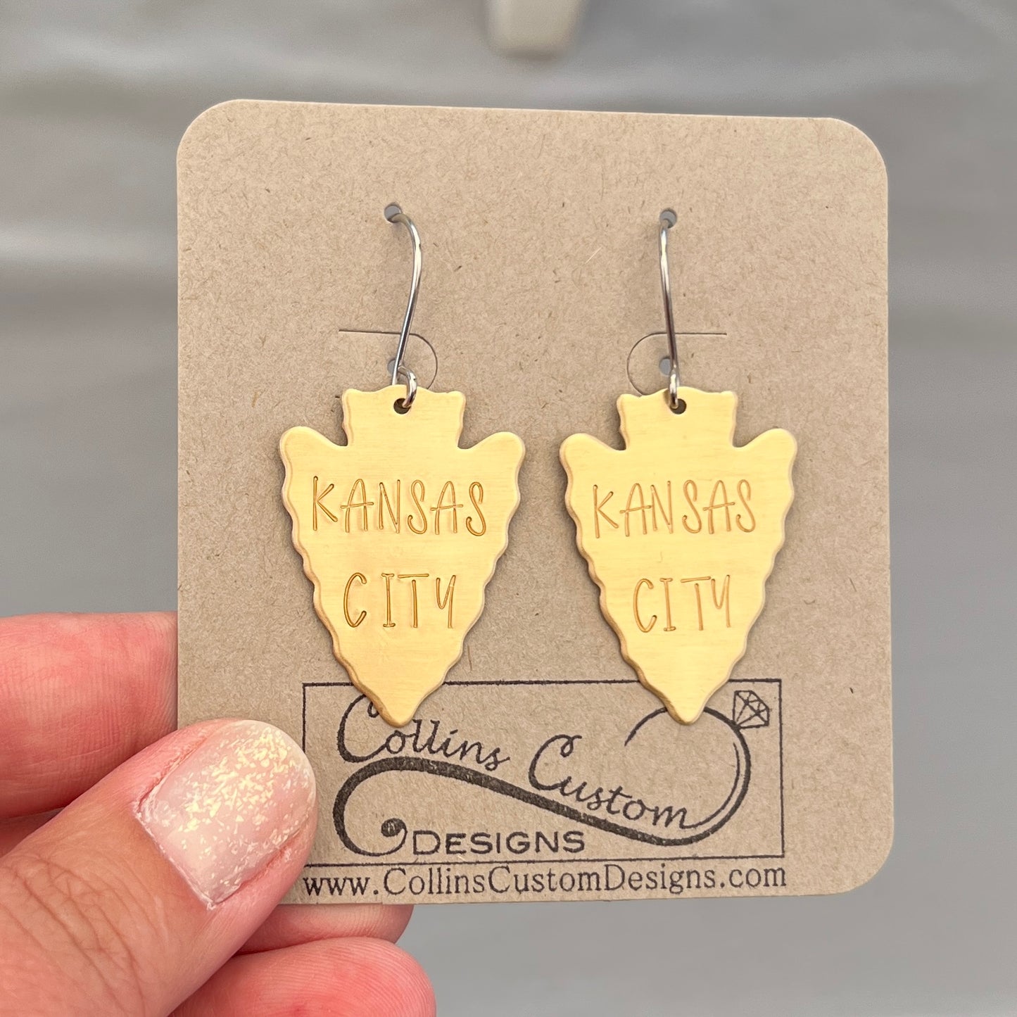 Hand Stamped Arrowhead Earrings- Small