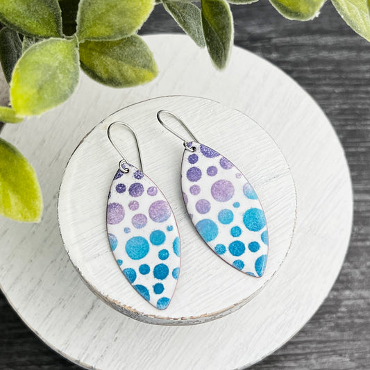 Gradient Polka Dot Large Marquise Enamel Earrings
