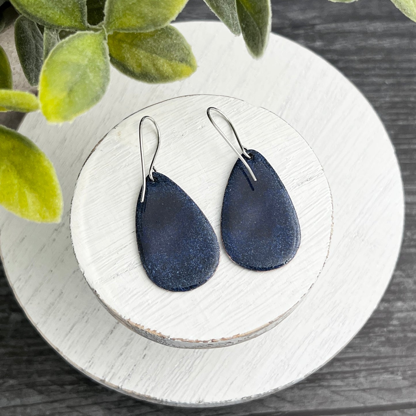 Teardrop Enamel Earrings with Mid-Century Modern Design