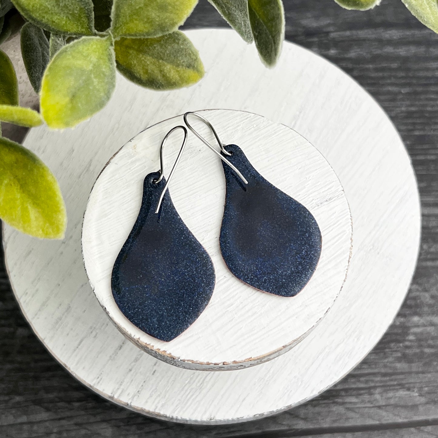 Rainbow Polka Dot Flared Drop Enamel Earrings