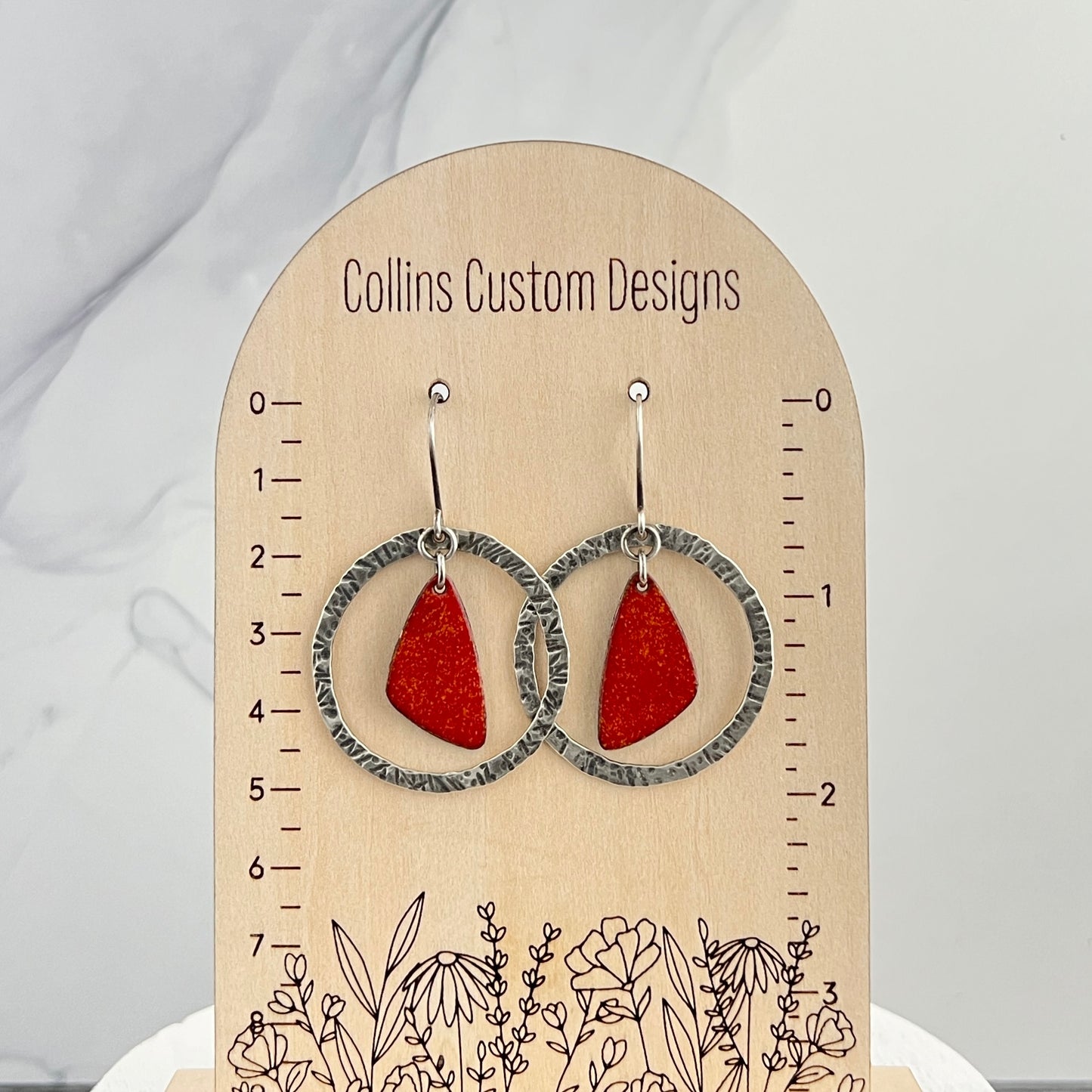 Sterling Silver Earrings with Dangling Enamel Centers