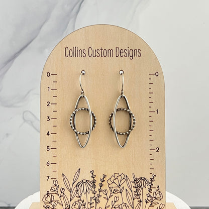 Sterling Open Marquise Earrings with Open Beaded Circles